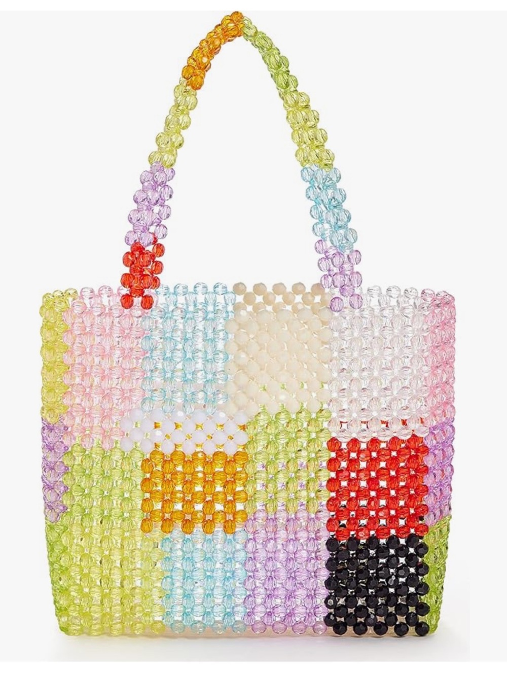 Handmade Rainbow Beaded Tote Bag - Multicolor - Picture 5 of 5